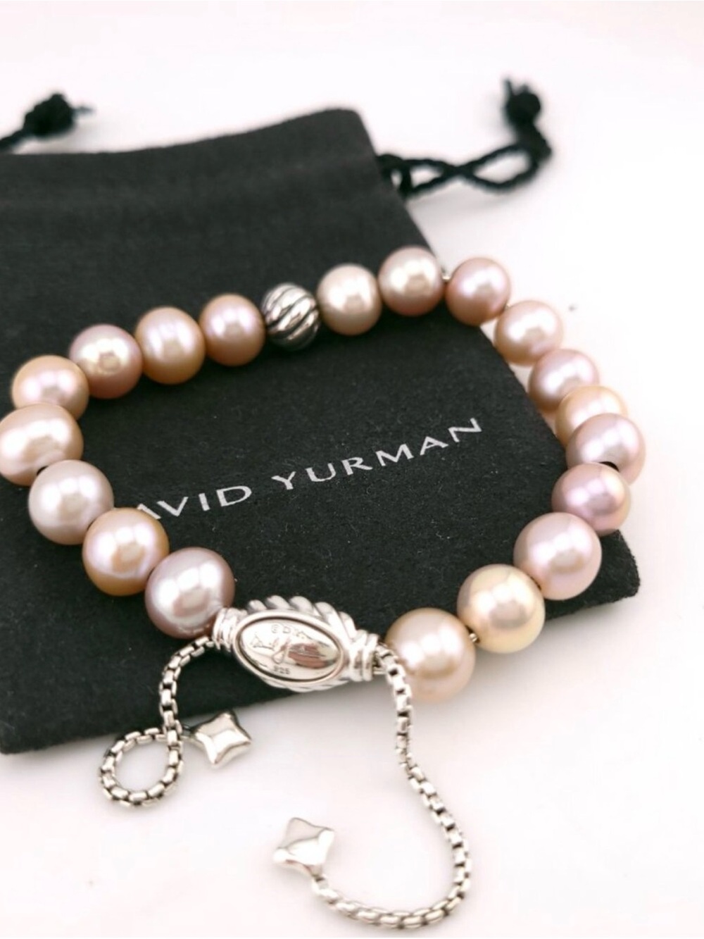 Vintage David Yurman Spiritual Pearl Bead Pull Bracelet